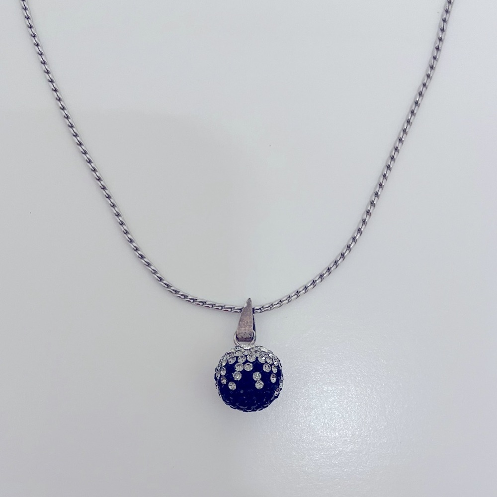 Sparkly Rhinestones Ball Necklace (Silver & Black)
